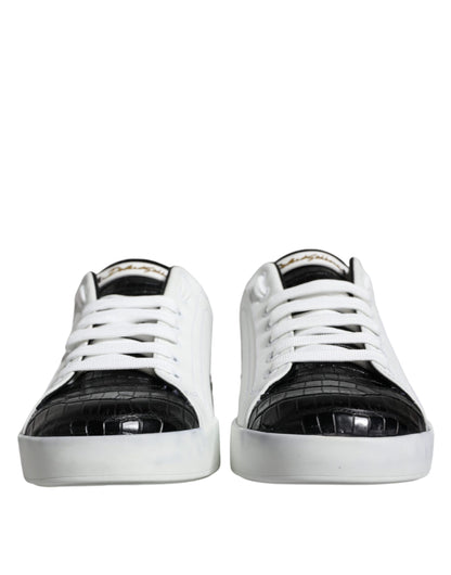 Black Leather Logo Portofino Sneaker Shoes - The Luxe Alliance