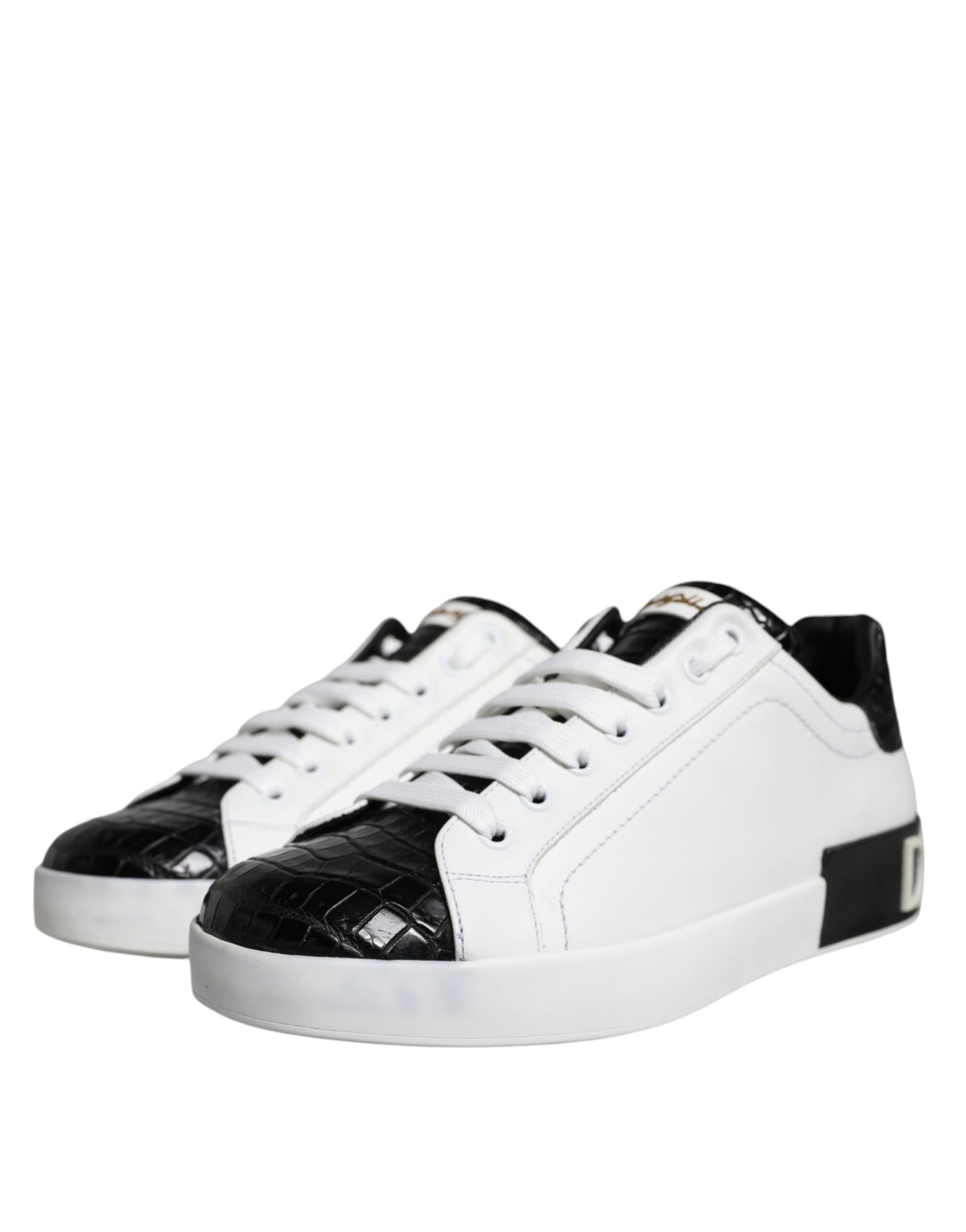 Black Leather Logo Portofino Sneaker Shoes - The Luxe Alliance