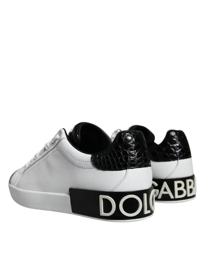 Black Leather Logo Portofino Sneaker Shoes - The Luxe Alliance