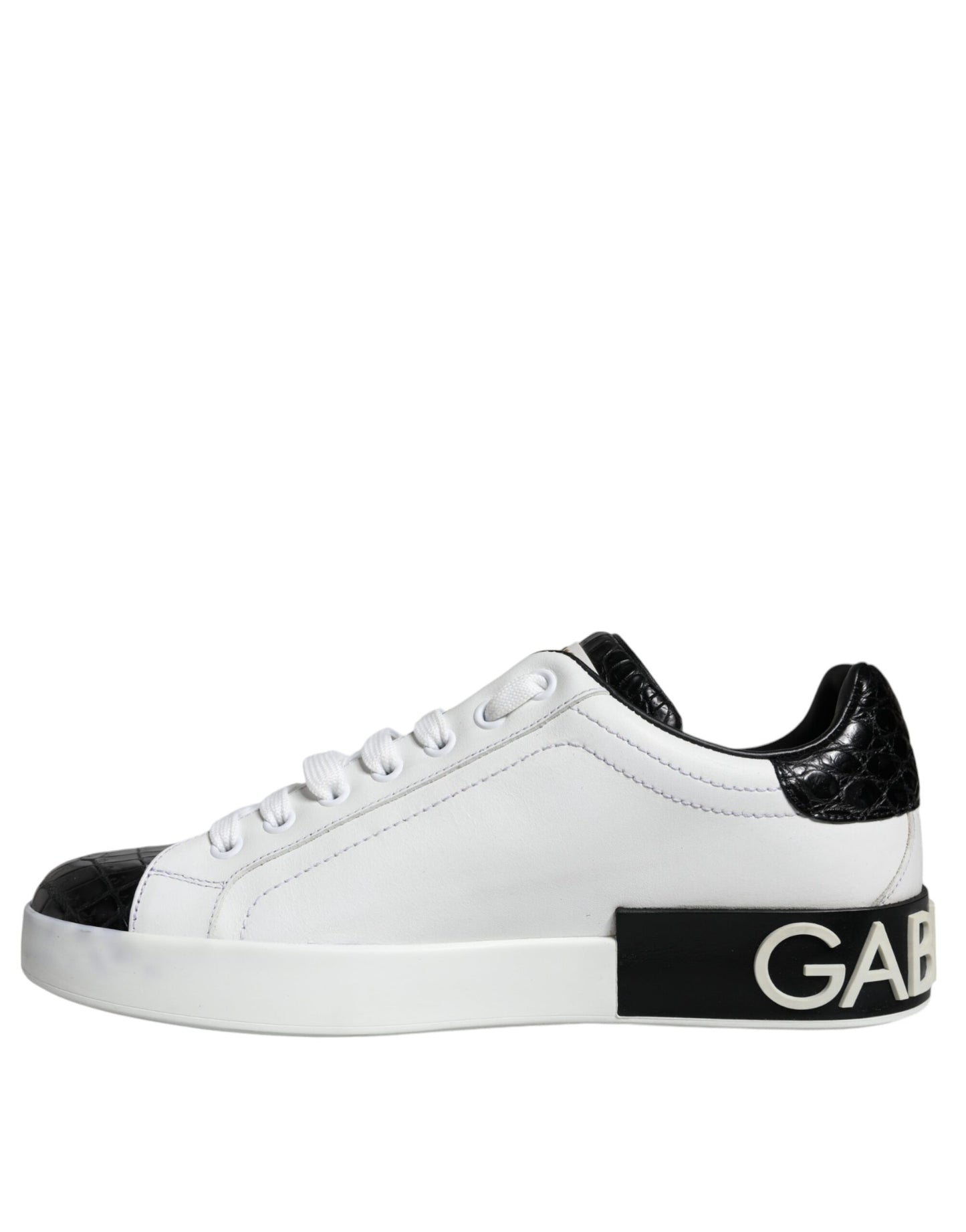 Black Leather Logo Portofino Sneaker Shoes - The Luxe Alliance