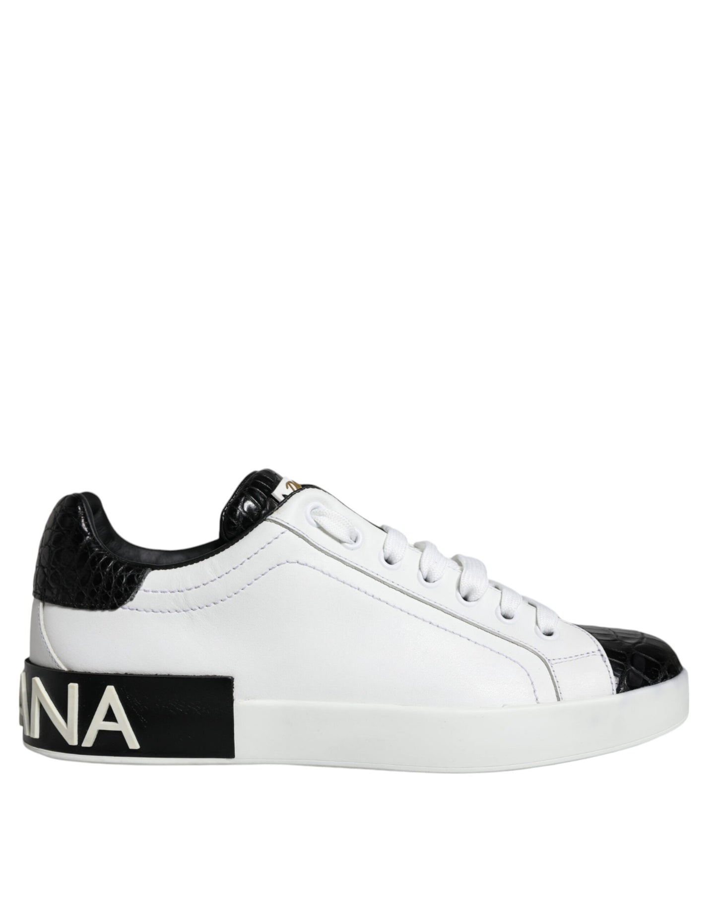 Black Leather Logo Portofino Sneaker Shoes - The Luxe Alliance