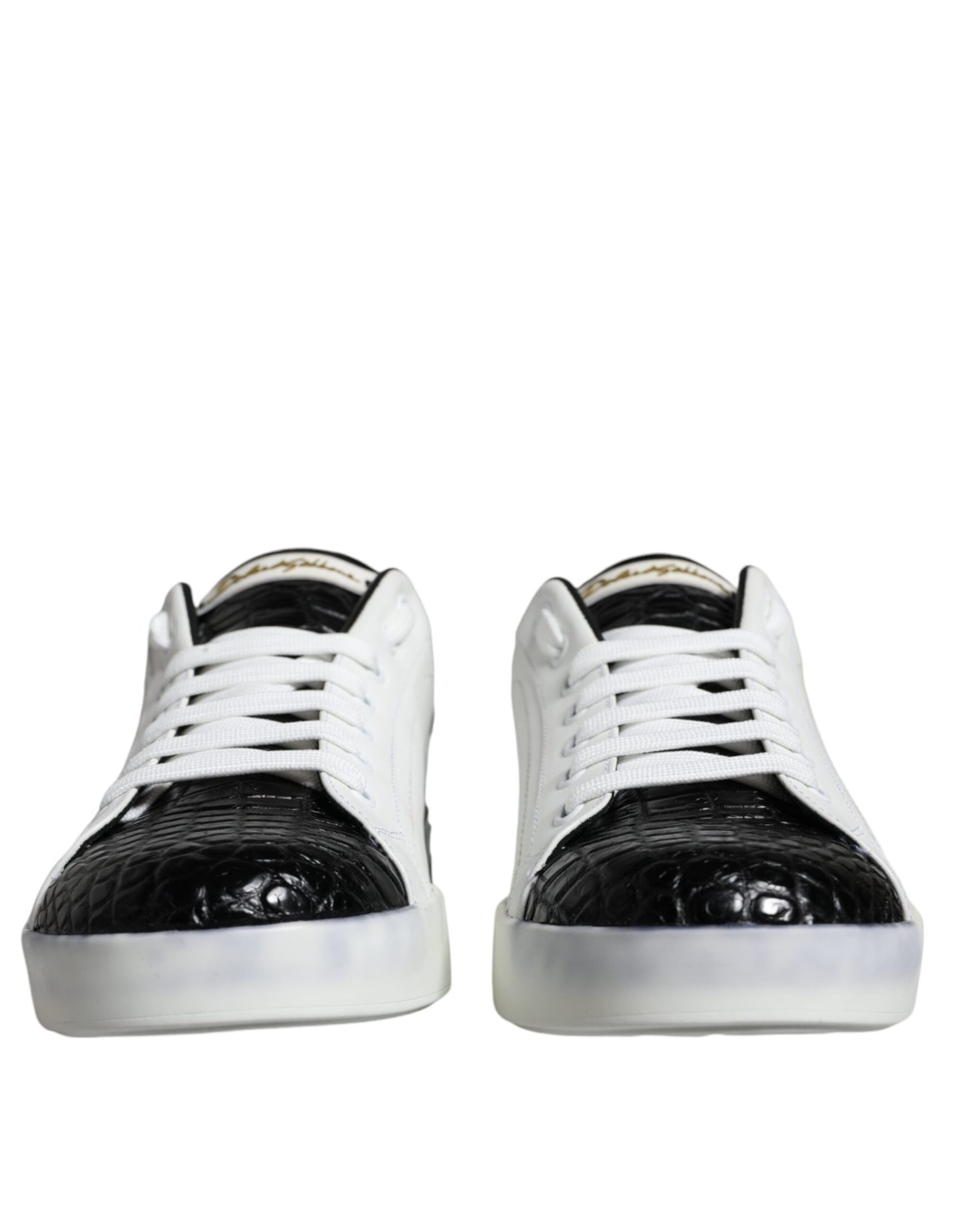 Black Leather Logo Portofino Sneaker Shoes - The Luxe Alliance