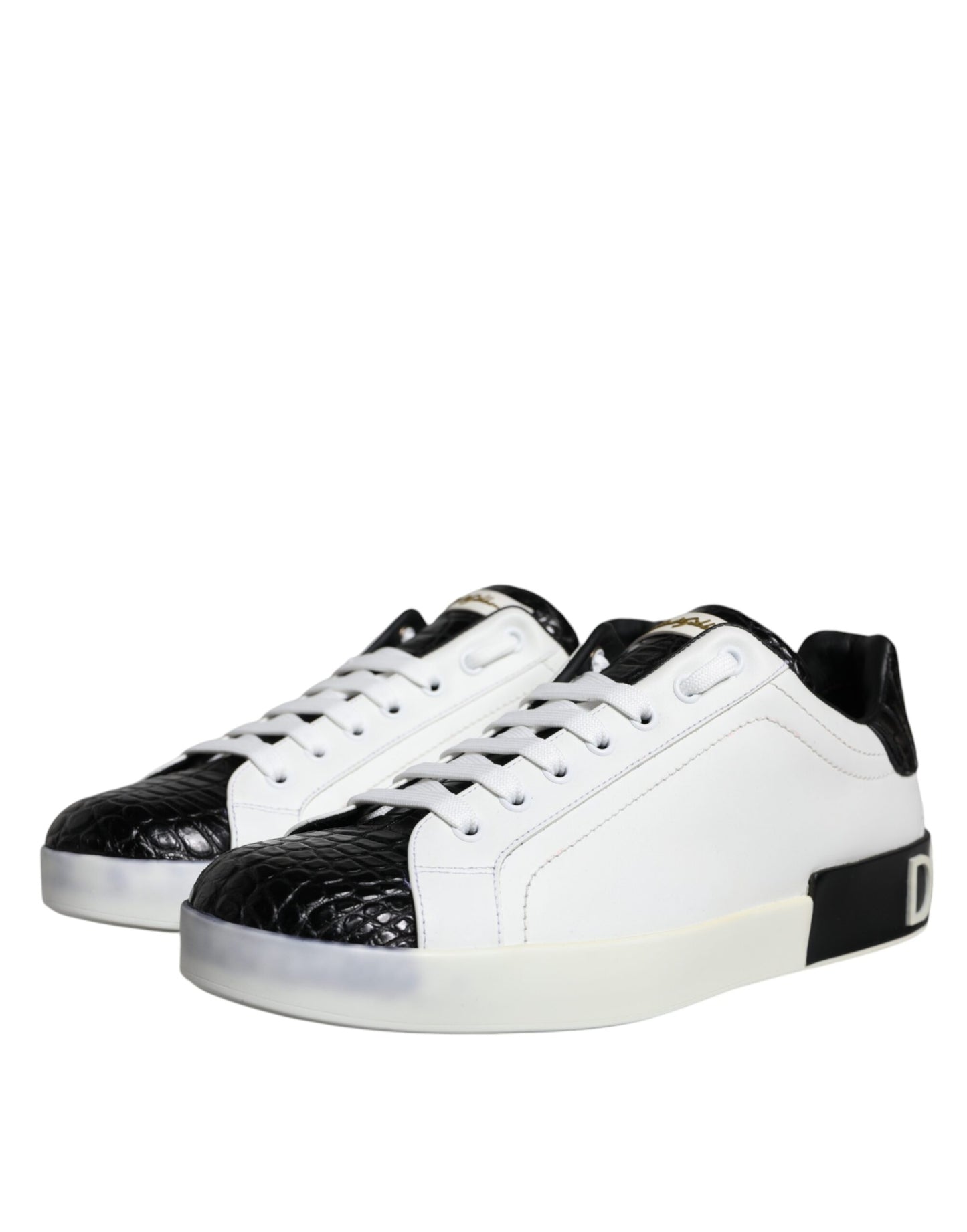 Black Leather Logo Portofino Sneaker Shoes - The Luxe Alliance