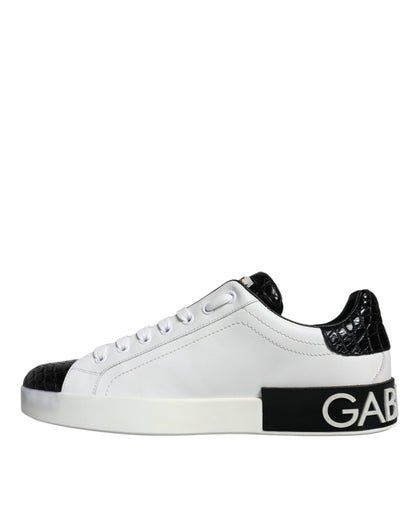 Black Leather Logo Portofino Sneaker Shoes - The Luxe Alliance