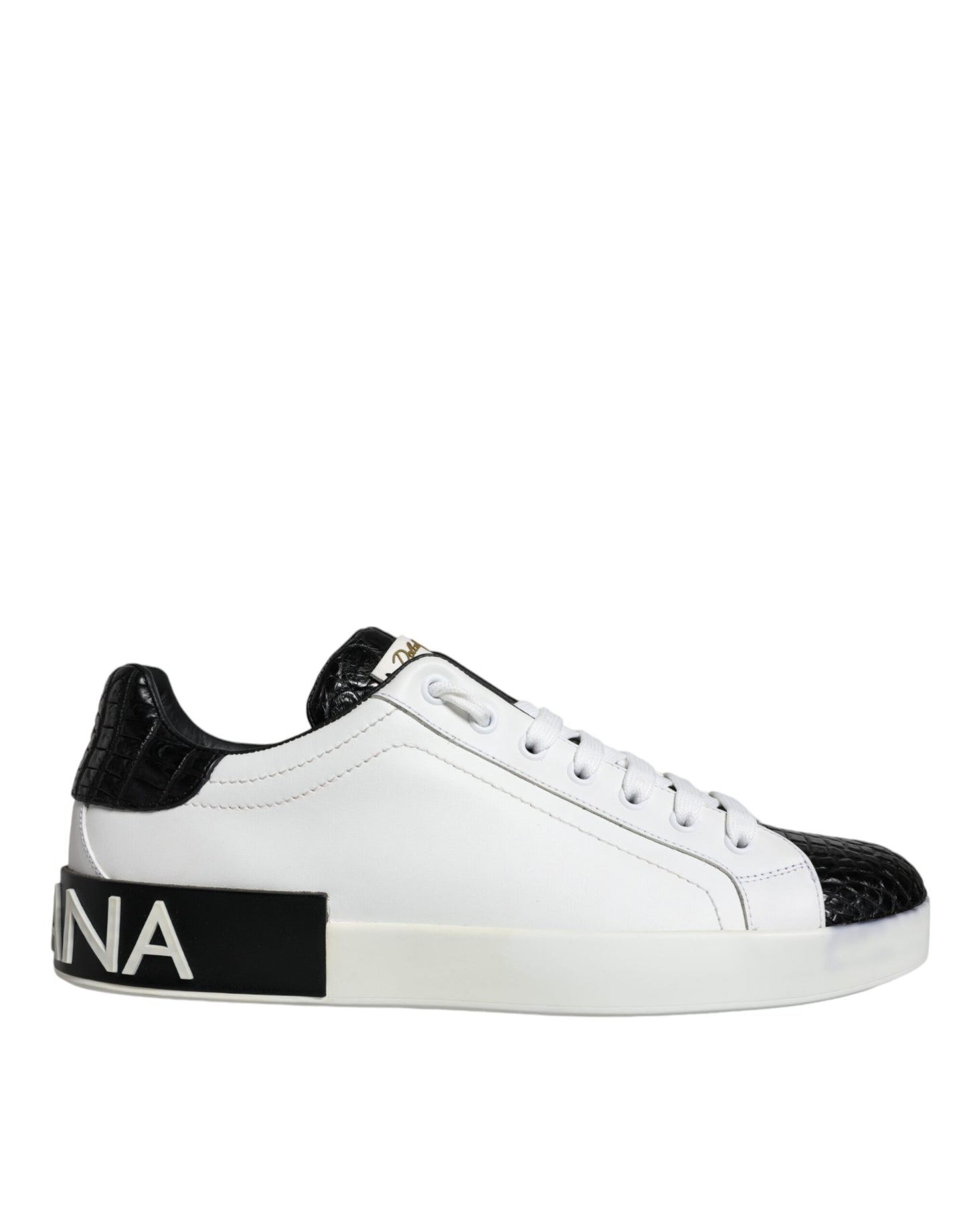 Black Leather Logo Portofino Sneaker Shoes - The Luxe Alliance