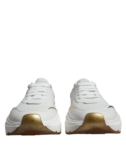 White Gold DAYMASTER Leather Sneakers Shoes - The Luxe Alliance