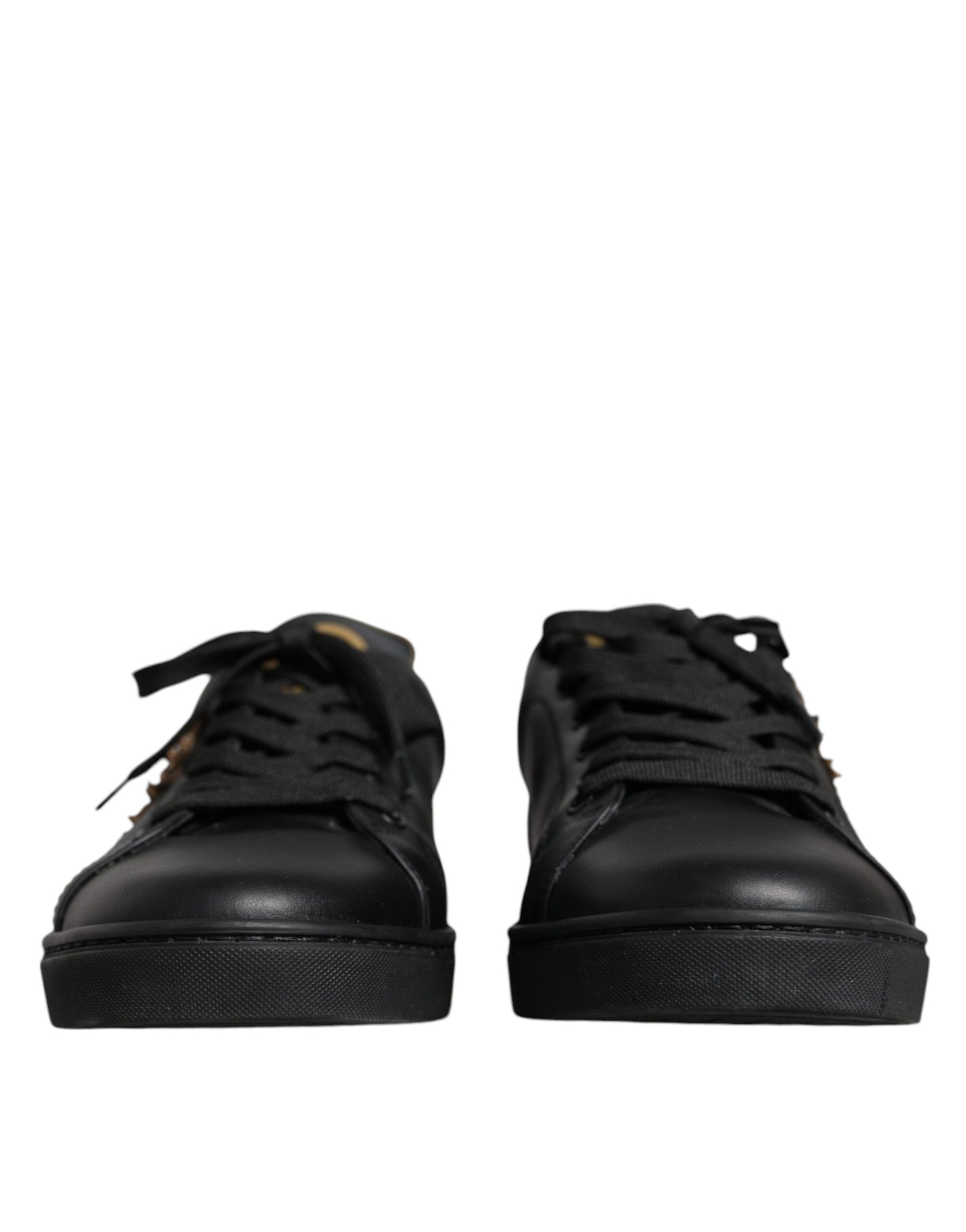 Black Leather Heart Low Top Casual Sneaker Shoes - The Luxe Alliance