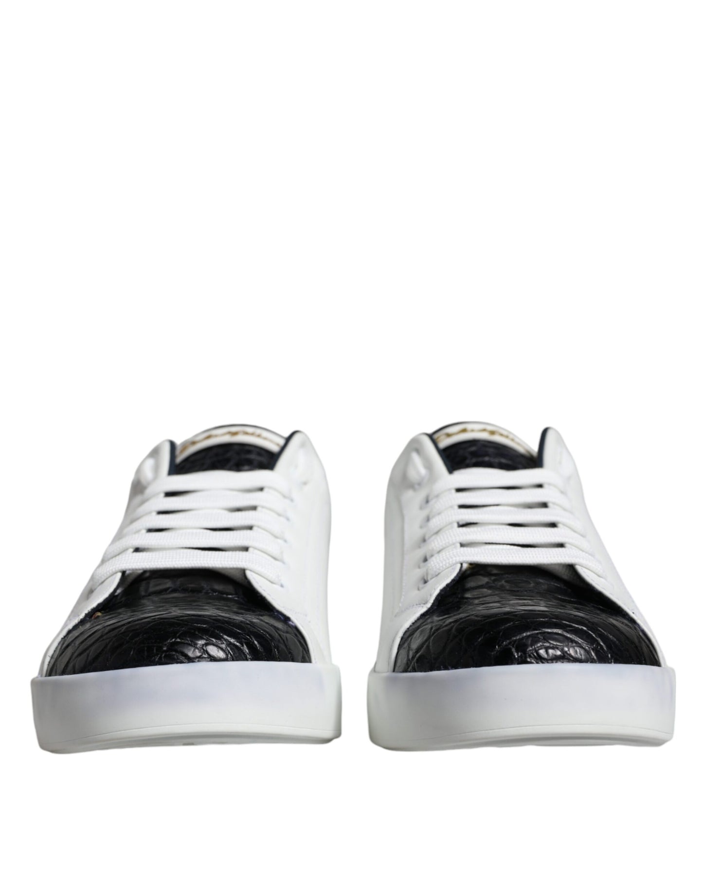 White Leather Logo Portofino Sneaker Shoes - The Luxe Alliance