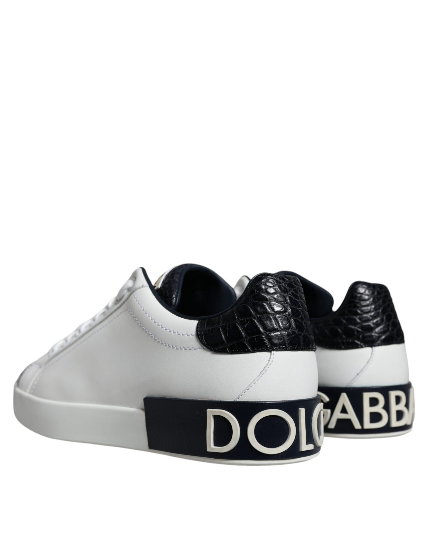 White Leather Logo Portofino Sneaker Shoes - The Luxe Alliance