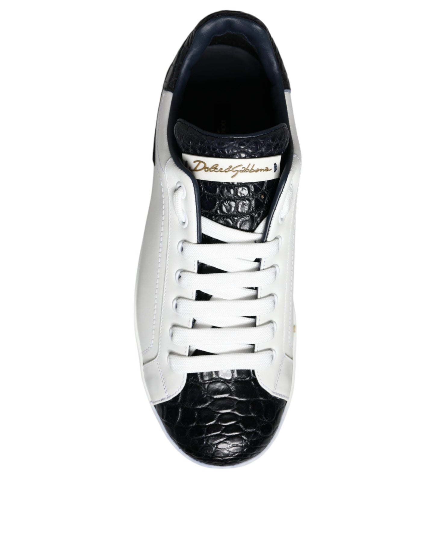 White Leather Logo Portofino Sneaker Shoes - The Luxe Alliance