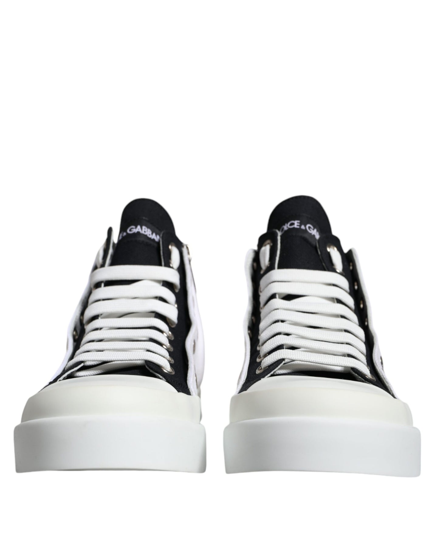 White Black Cotton Logo High Top Sneaker Shoes - The Luxe Alliance