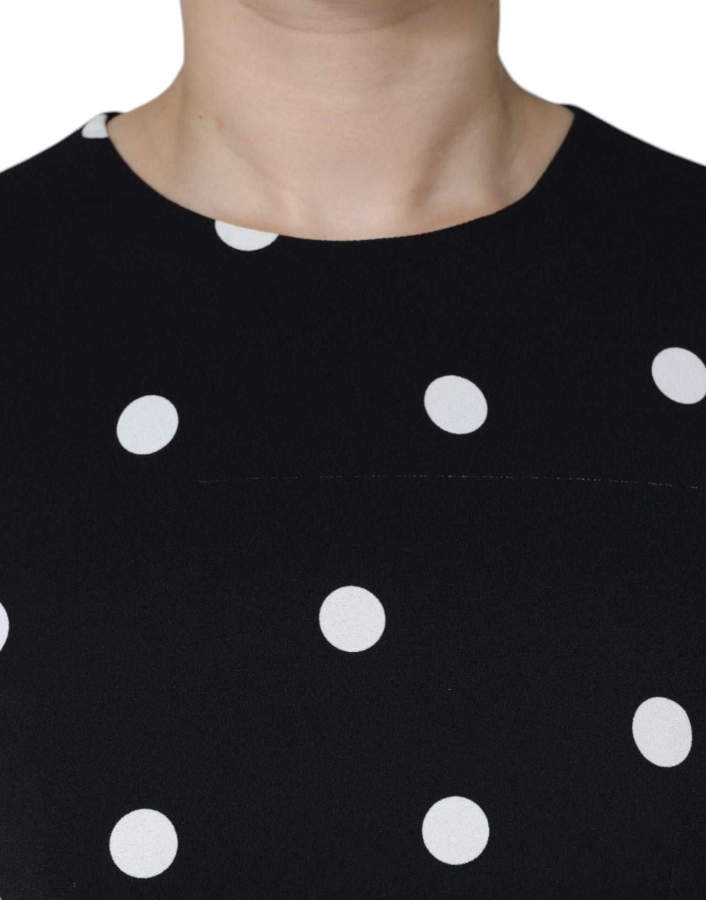  - Black Viscose Polka Dots Sheath Midi Dress