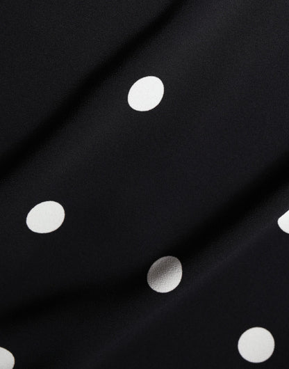  - Black Viscose Polka Dots Sheath Midi Dress