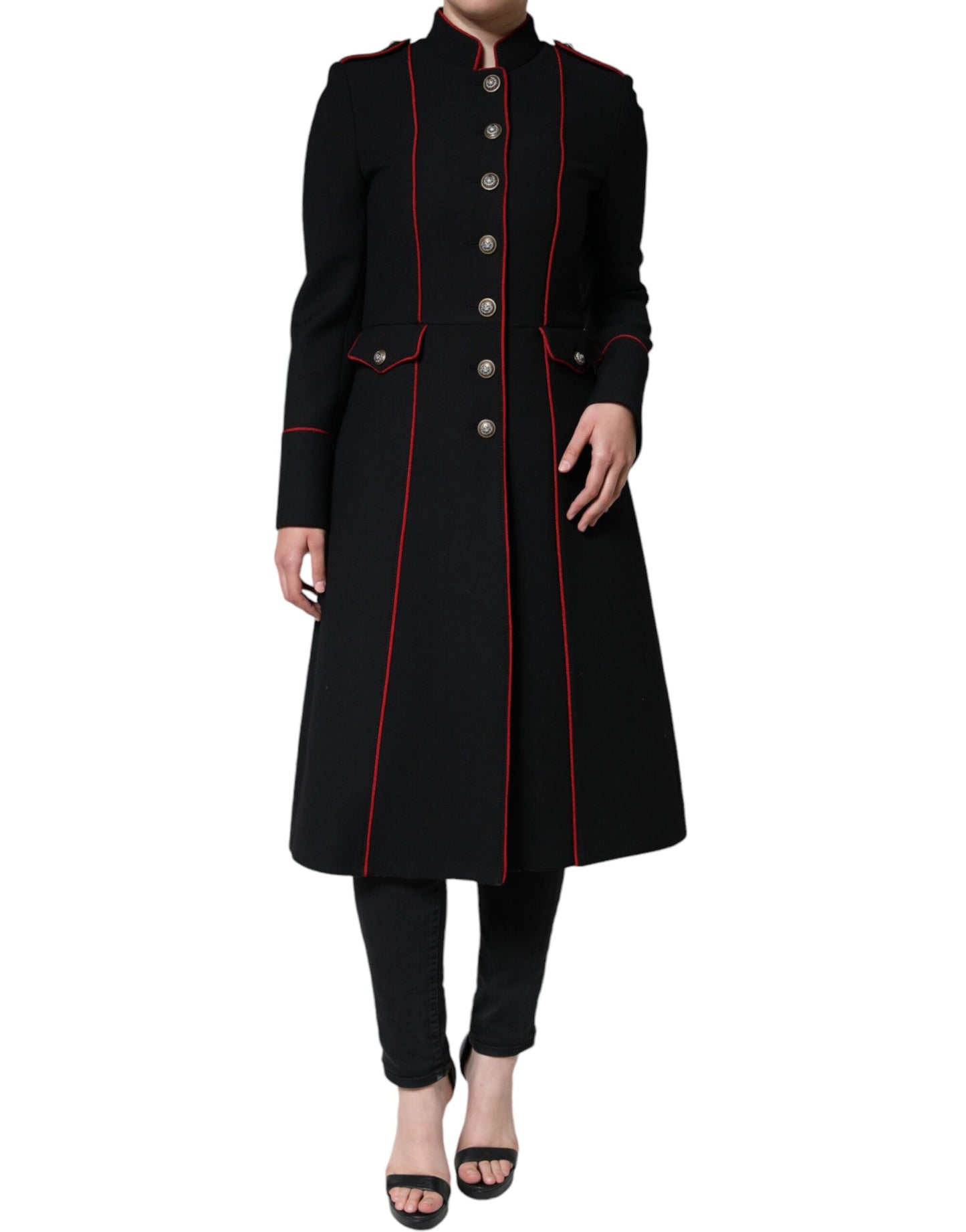  - Black Single Breasted Trench Coat Jacket