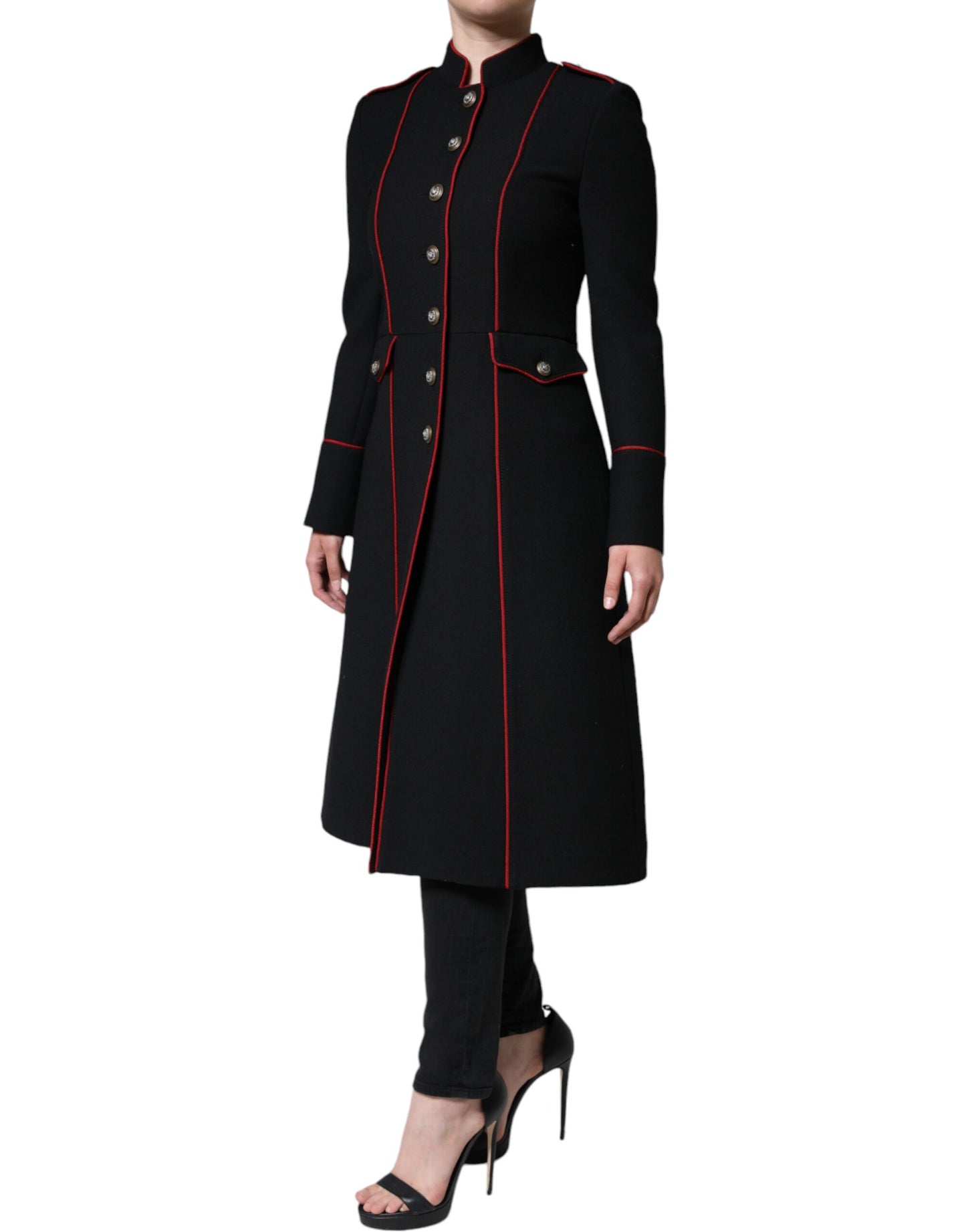  - Black Single Breasted Trench Coat Jacket