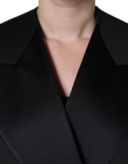  - Black Polyester Double Breasted Coat Jacket