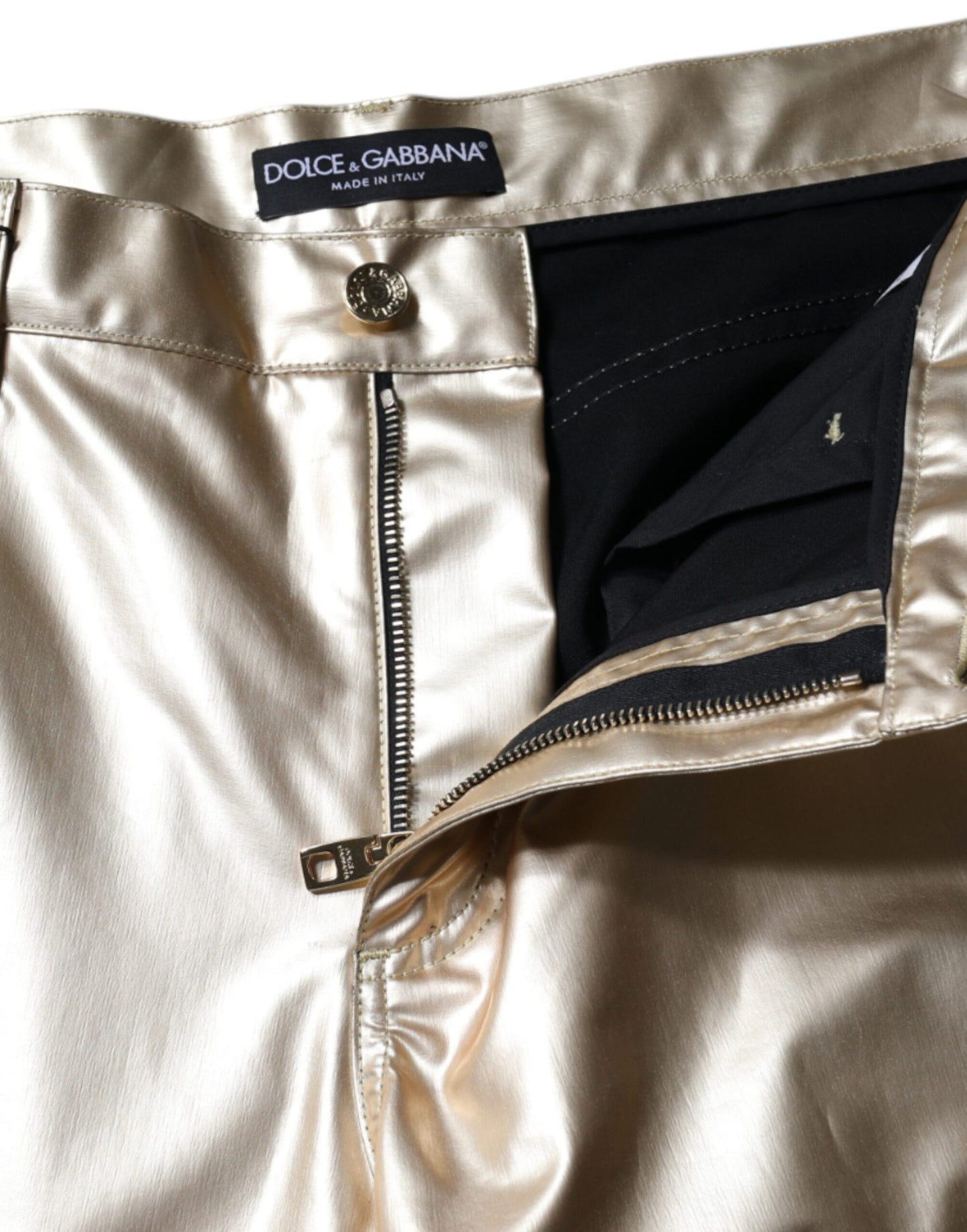  - Metallic Gold Polyester Tapered Pants