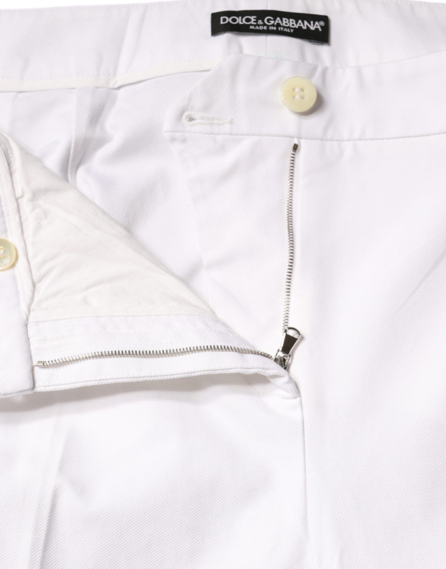  - White Cotton Stretch Tapered Pants