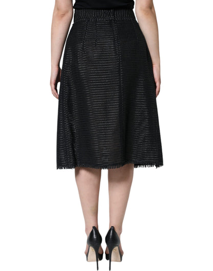  - Black Viscose High Waist Pencil Cut Skirt