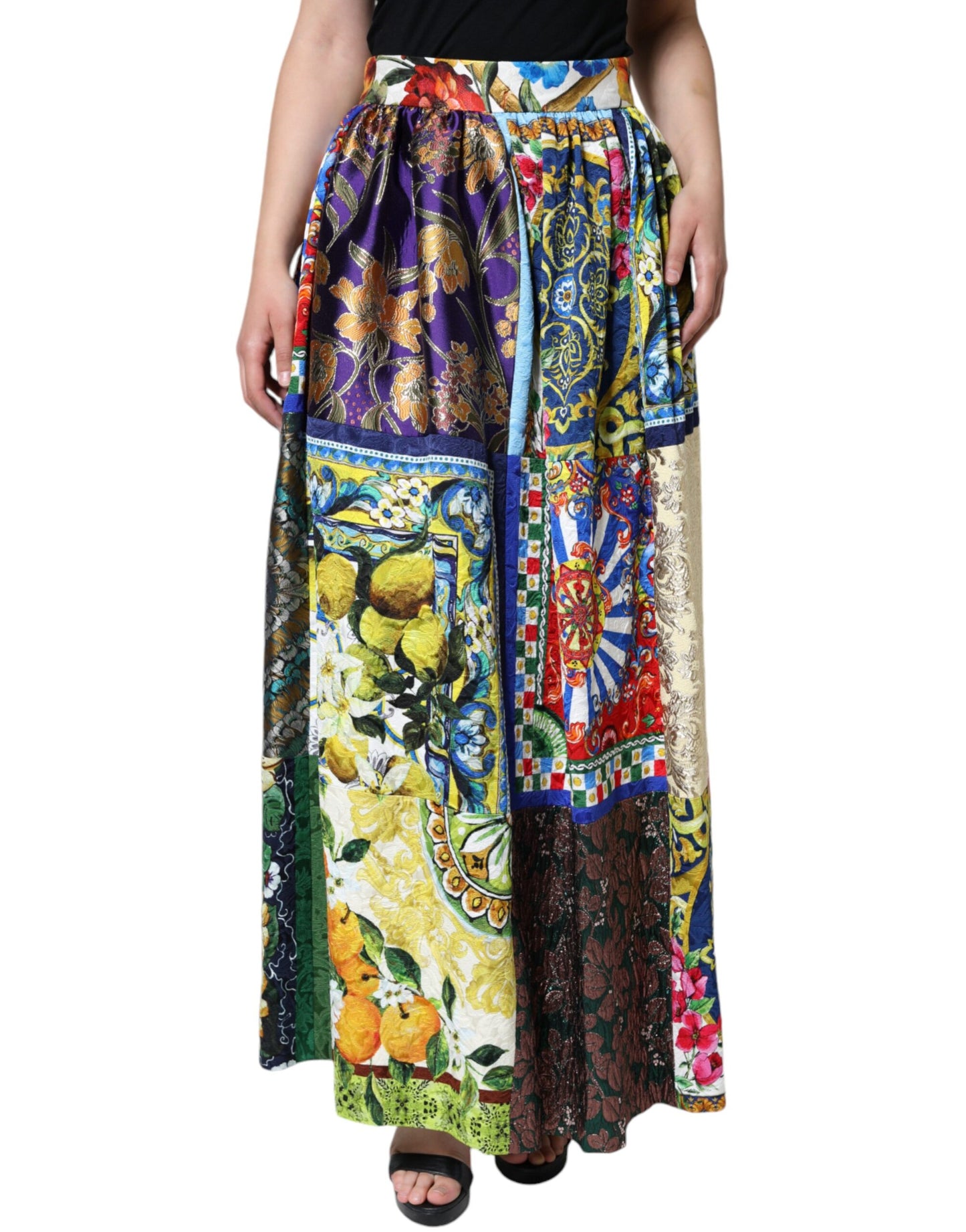  - Multicolor Patchwork Sicily Long Maxi Skirt