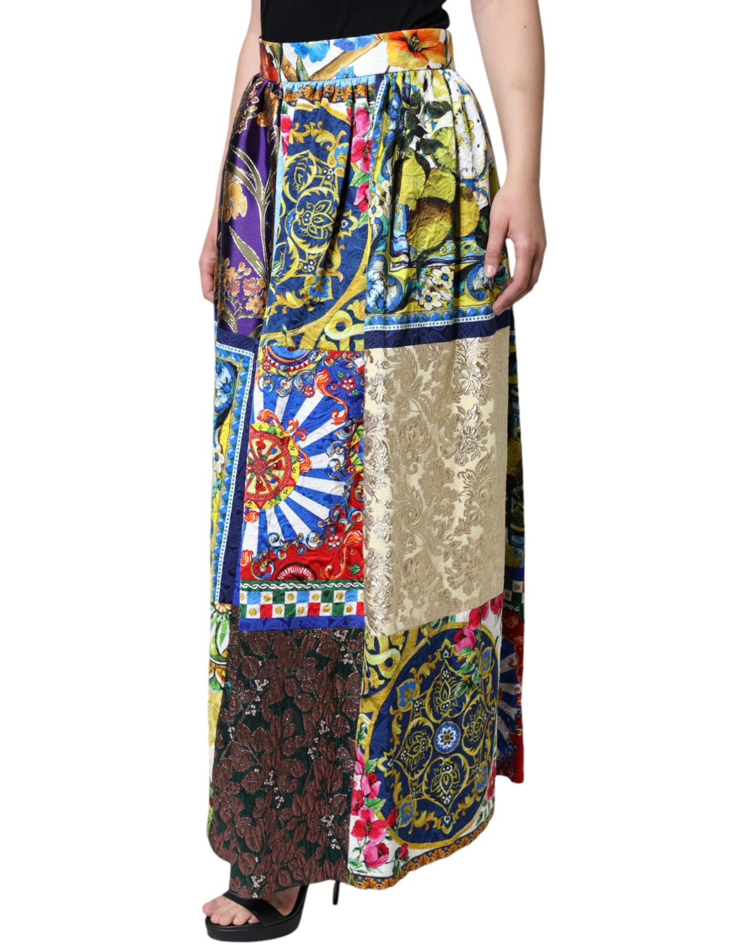  - Multicolor Patchwork Sicily Long Maxi Skirt