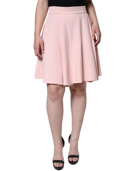  - Pink Viscose High Waist A-line Mini Skirt