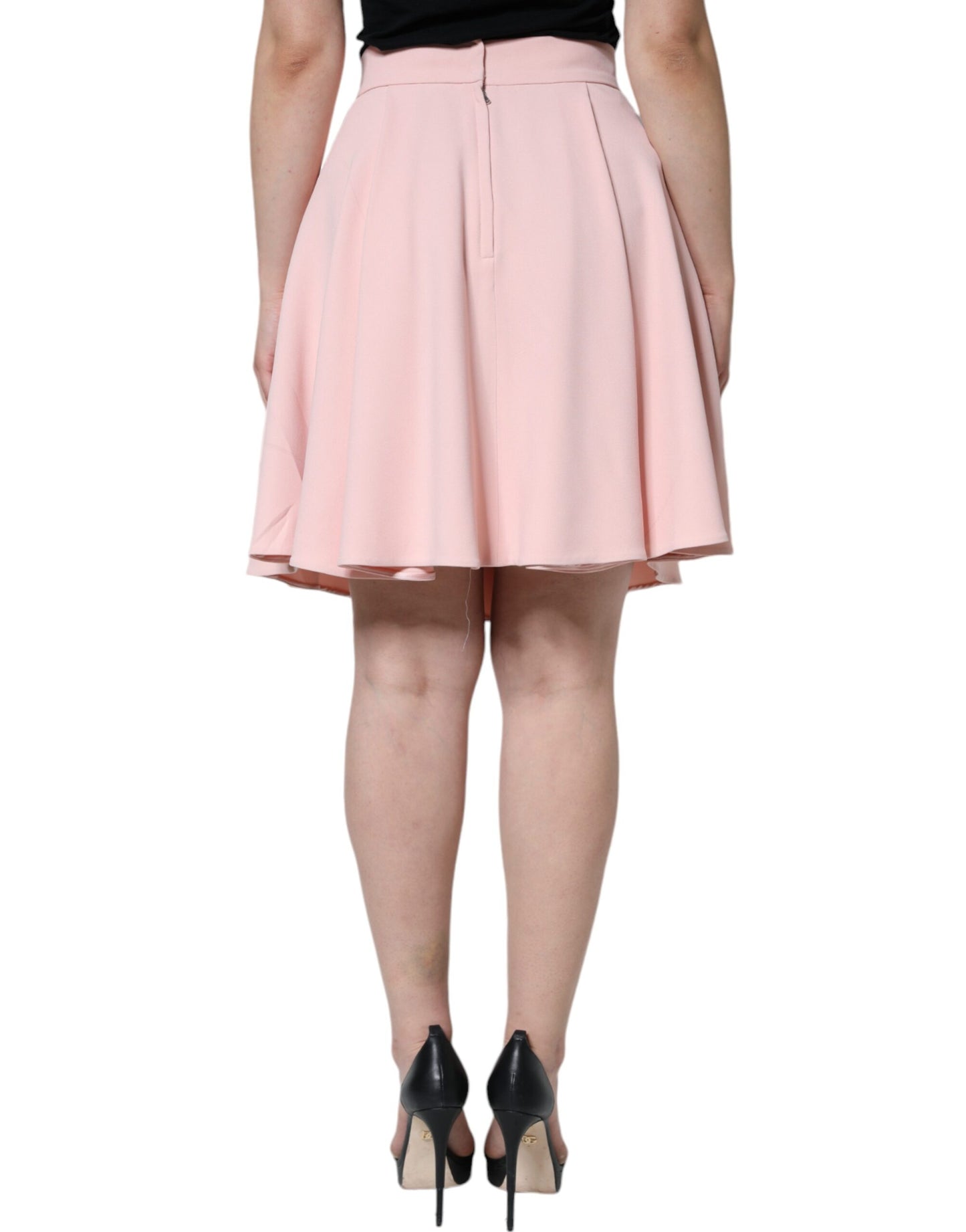  - Pink Viscose High Waist A-line Mini Skirt