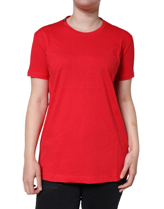  - Red Cotton Crew Neck Short Sleeve Tee T-shirt