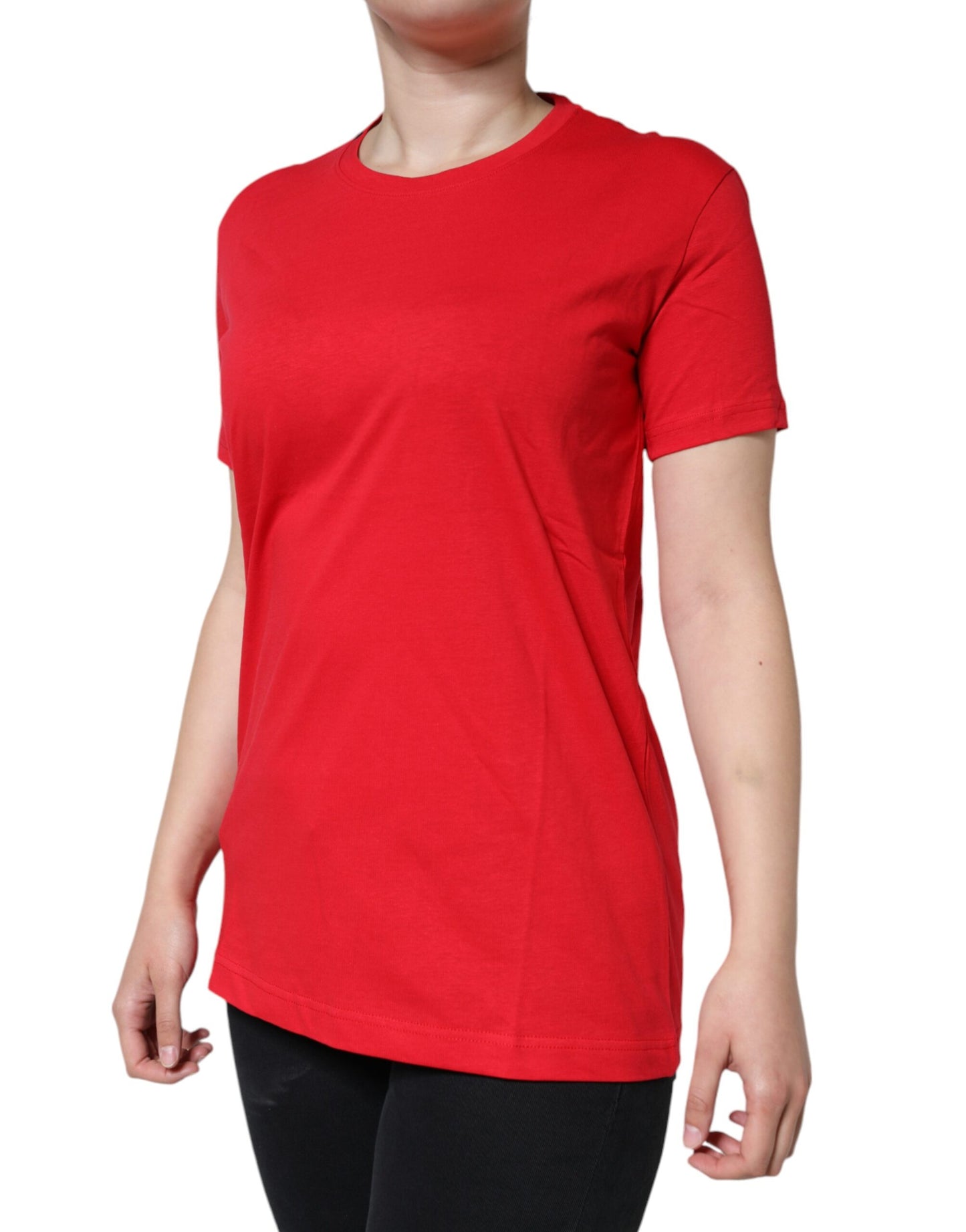  - Red Cotton Crew Neck Short Sleeve Tee T-shirt