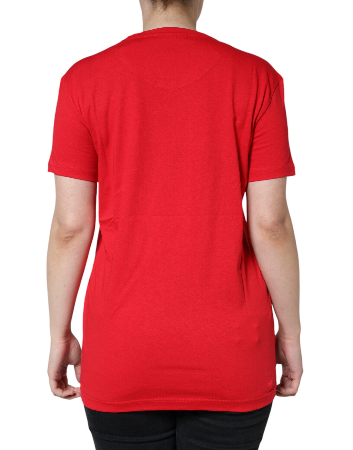  - Red Cotton Crew Neck Short Sleeve Tee T-shirt