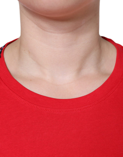 Dolce & Gabbana Red Cotton Crew Neck Short Sleeve Tee
