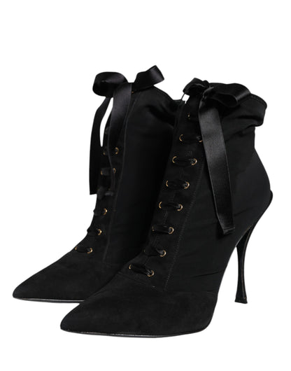  - Black Lace Up Trekking Ankle Boots Shoes