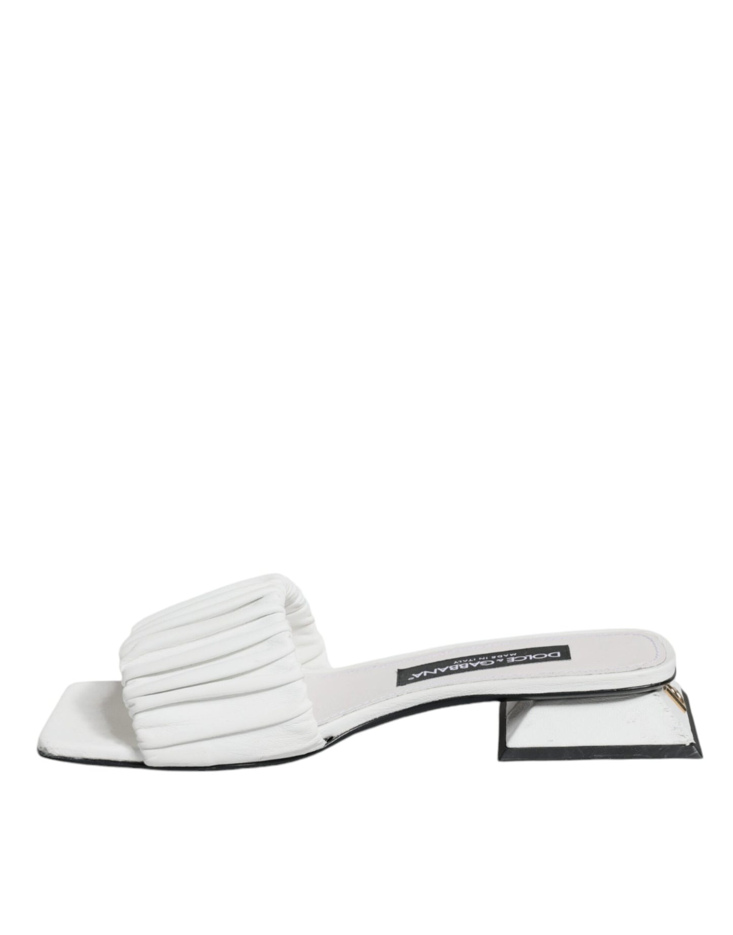  - White Leather Slides Flats Sandals Shoes