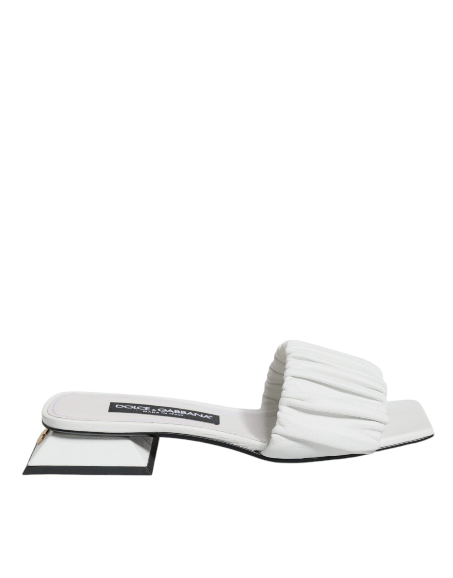  - White Leather Slides Flats Sandals Shoes