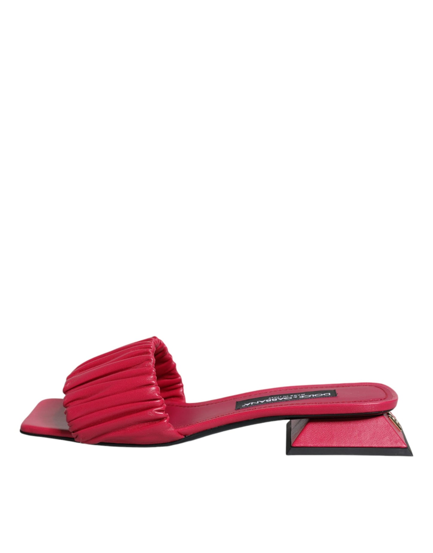  - Fuchsia Leather Slides Flats Sandals Shoes