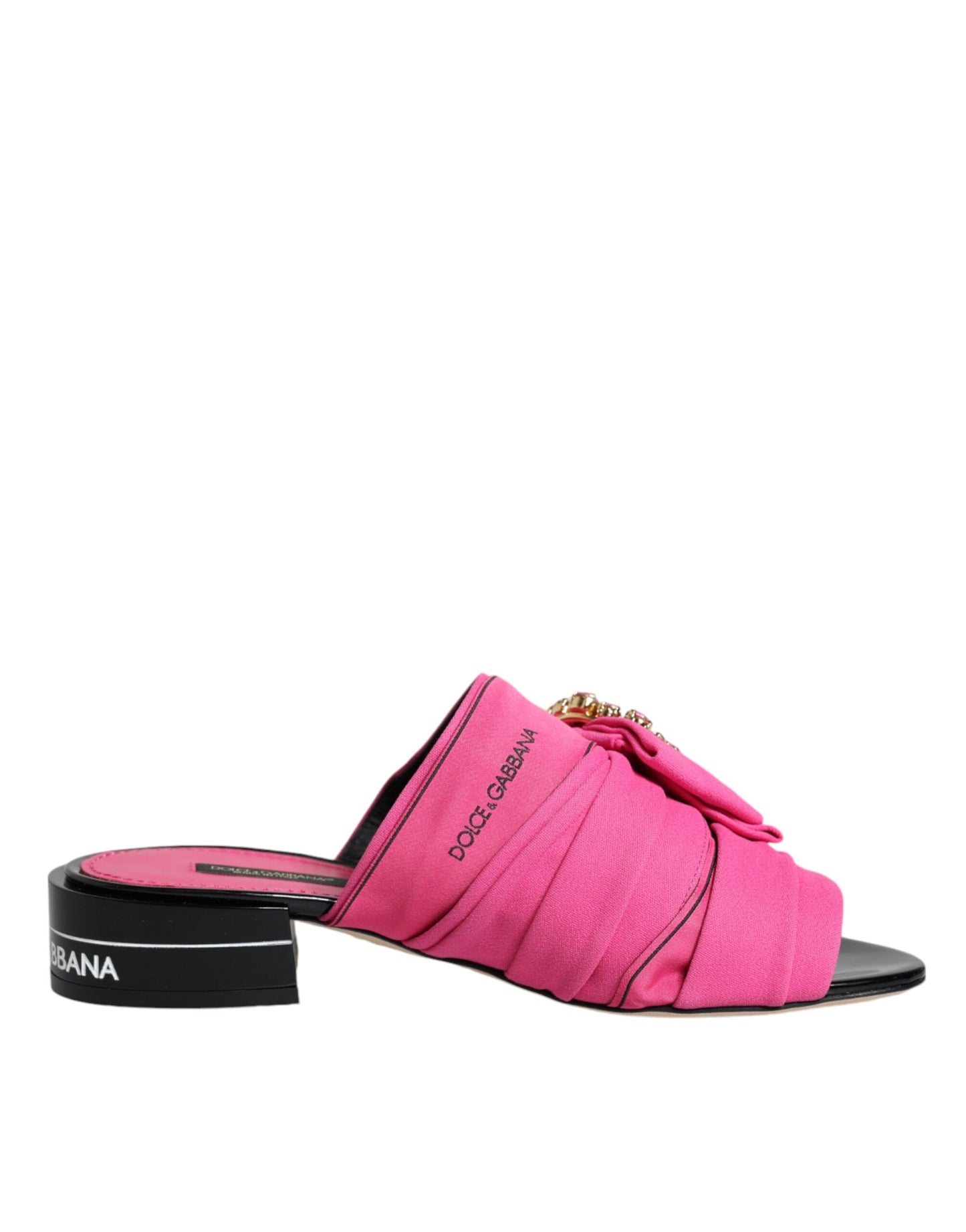 Pink Black Crystal Slides Sandals Shoes - The Luxe Alliance