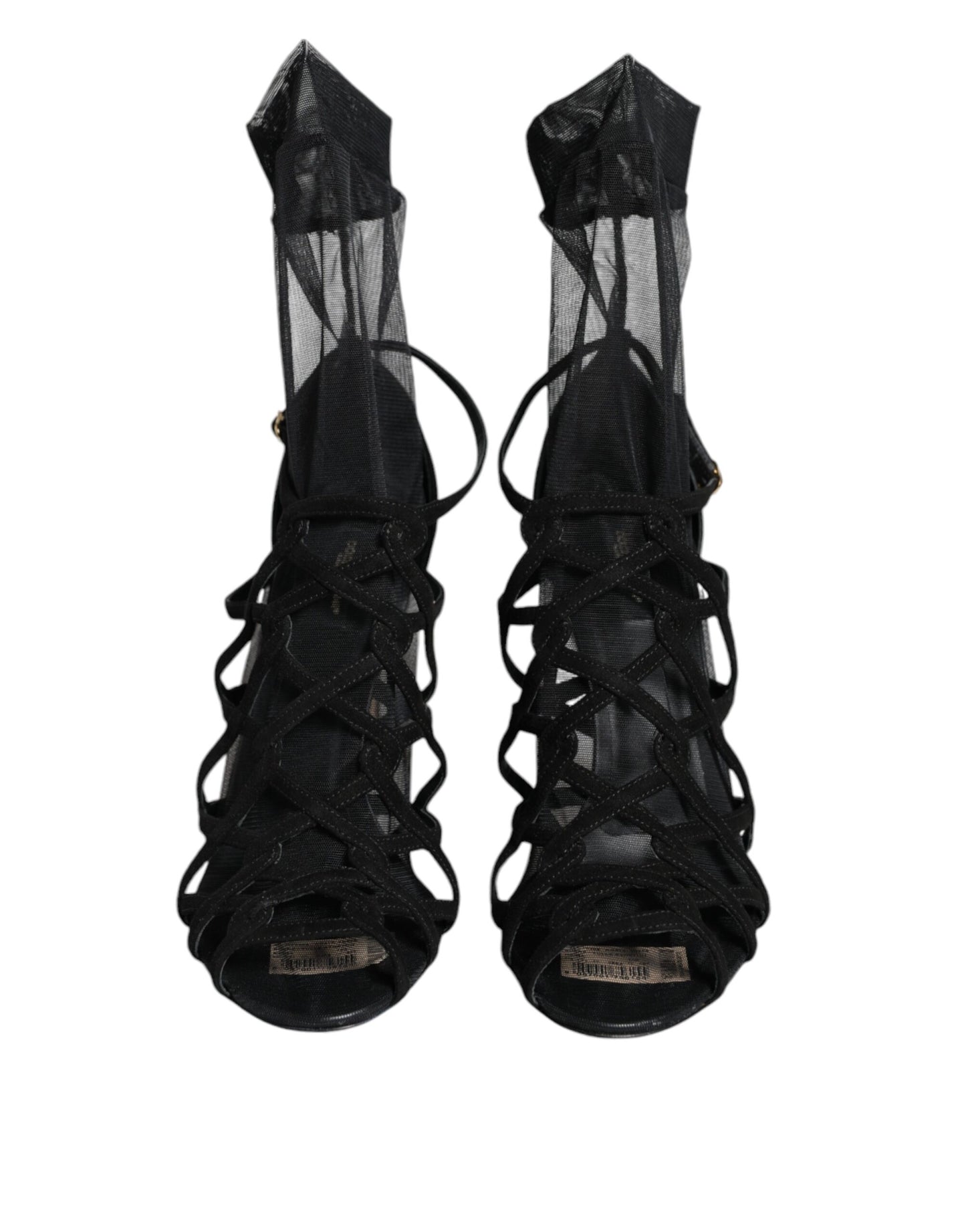 Black Tulle Stretch Heels Sandals Shoes - The Luxe Alliance