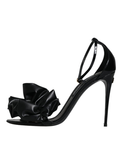 Black Leather Ankle Strap Heel Sandals Shoes - The Luxe Alliance