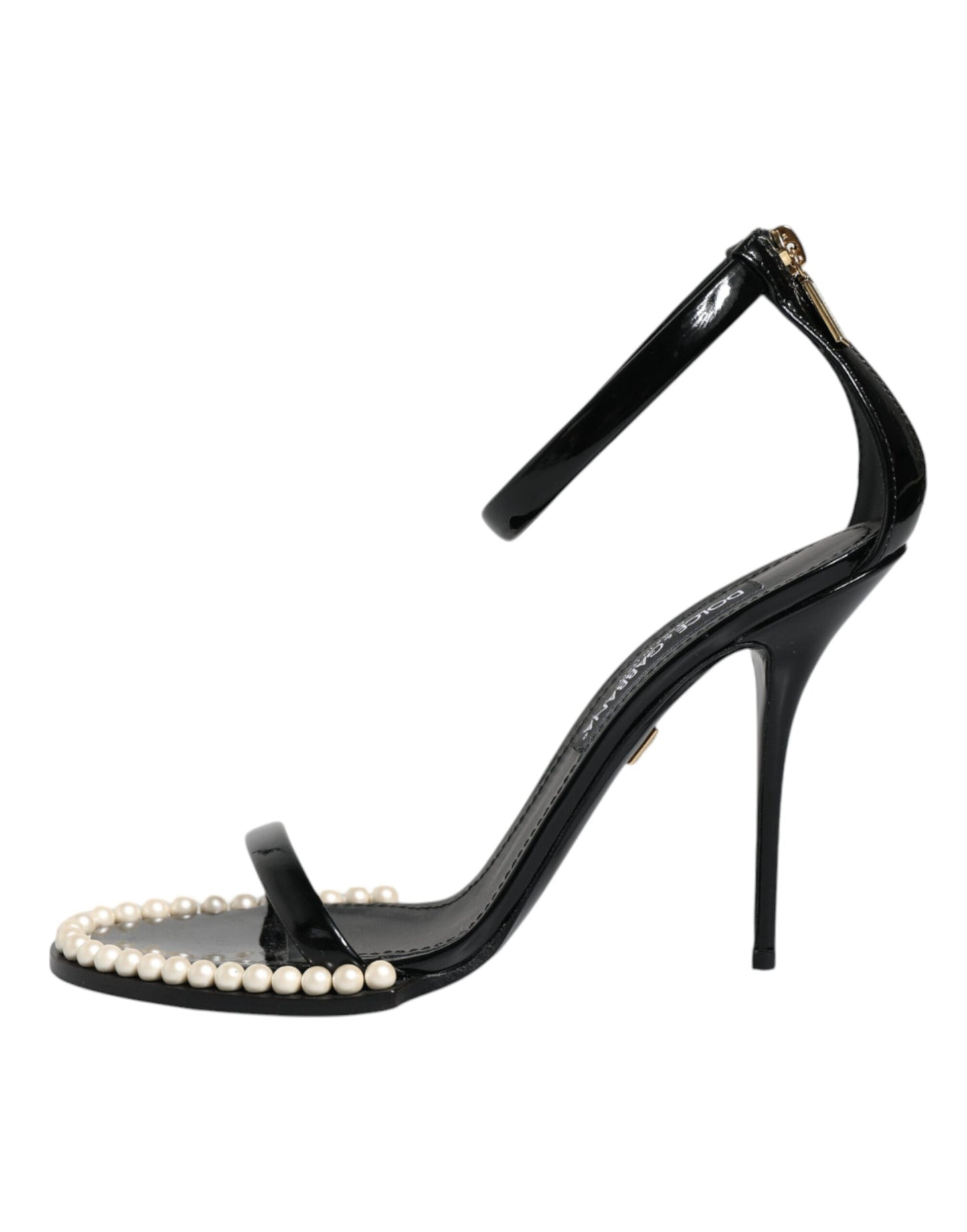 Black Keira Leather Faux Pearl Sandals Heels Shoes - The Luxe Alliance