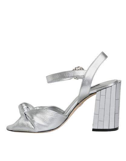 Silver Mirror Heels KEIRA Sandals Shoes - The Luxe Alliance