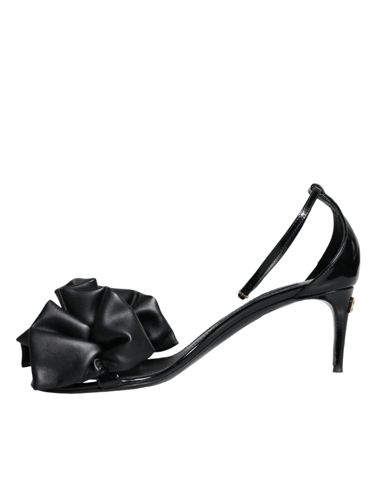 Black Leather Ankle Strap Heel Sandals Shoes - The Luxe Alliance