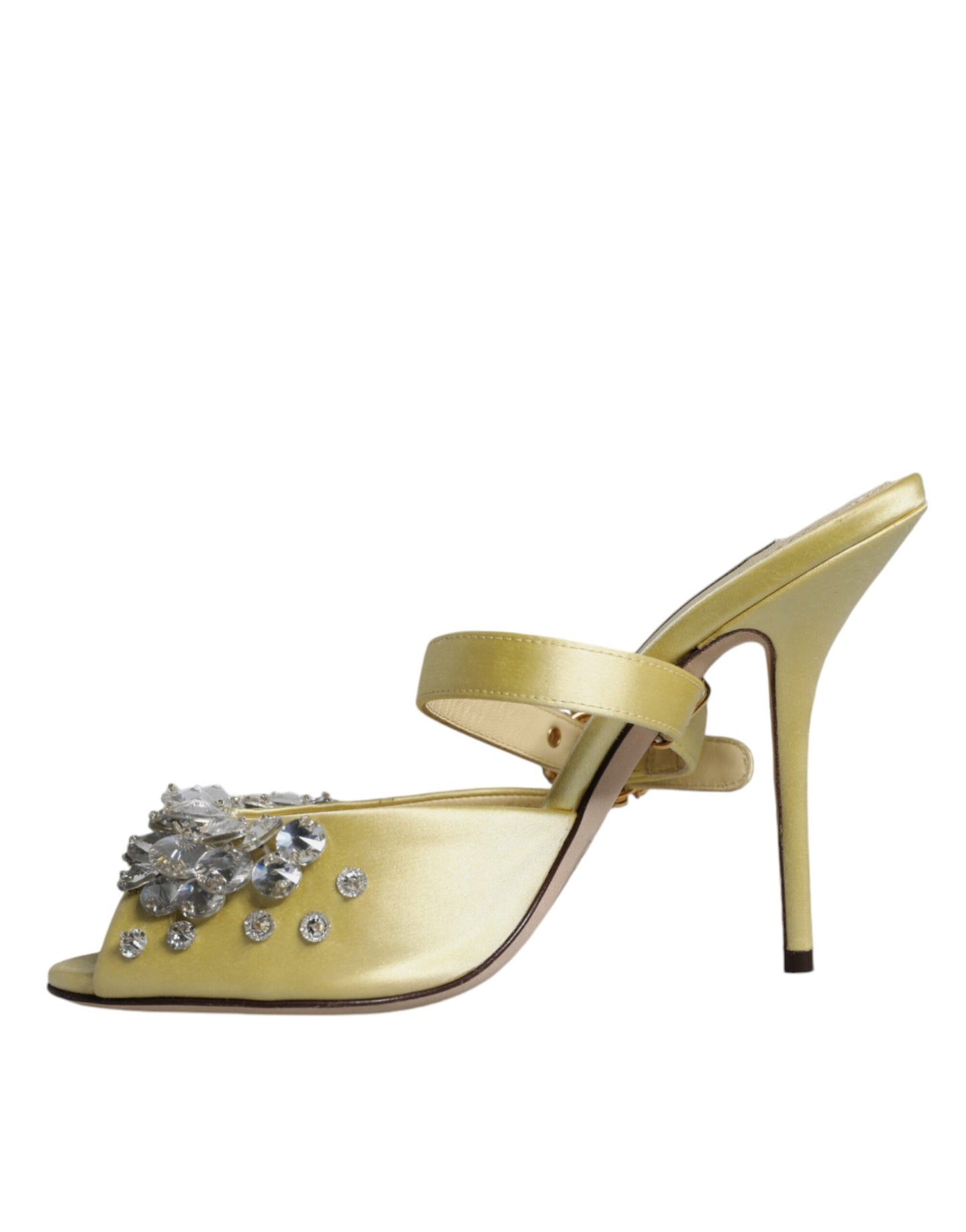 Yellow Crystal Slides Heels Sandals Shoes - The Luxe Alliance