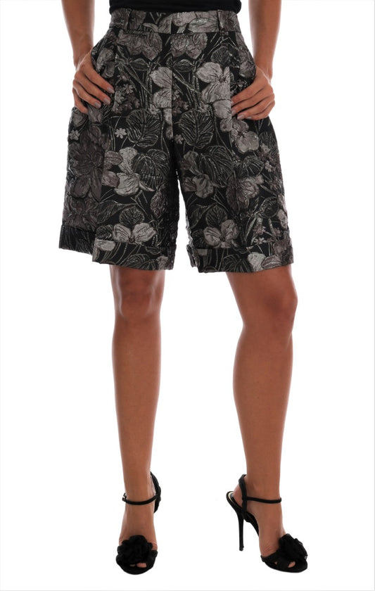  - Elegant High-Waist Brocade Shorts