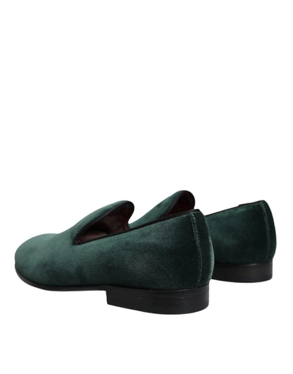 Green Velvet Slip On Loafers Flats Shoes - The Luxe Alliance