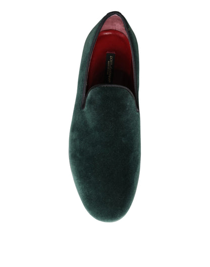 Green Velvet Slip On Loafers Flats Shoes - The Luxe Alliance