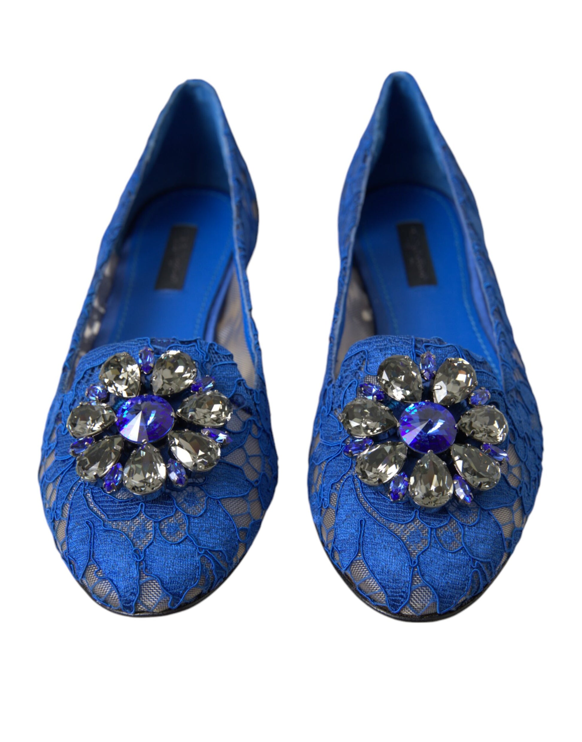 Blue Lace Crystal Ballet Flats Loafers Shoes