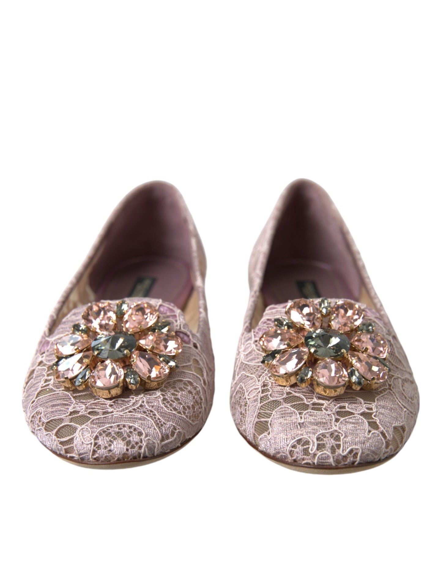 Pink Lace Crystal Ballet Flats Loafers Shoes - The Luxe Alliance