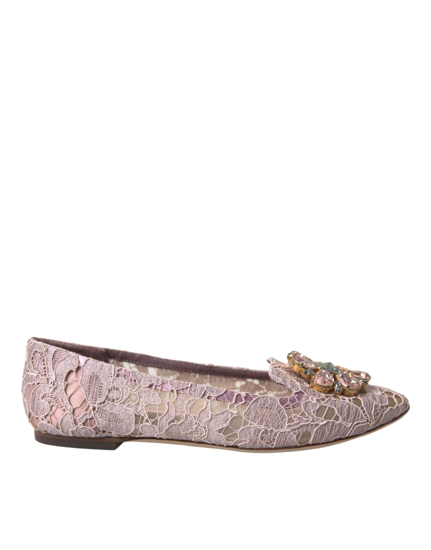 Pink Lace Crystal Ballet Flats Loafers Shoes - The Luxe Alliance