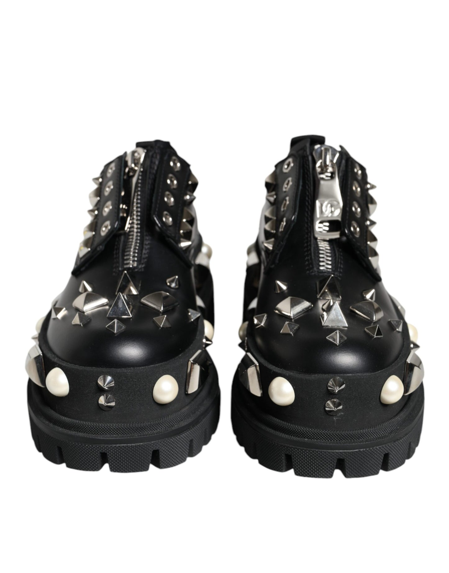 Black Leather Embellished Derby Formal Shoes - The Luxe Alliance