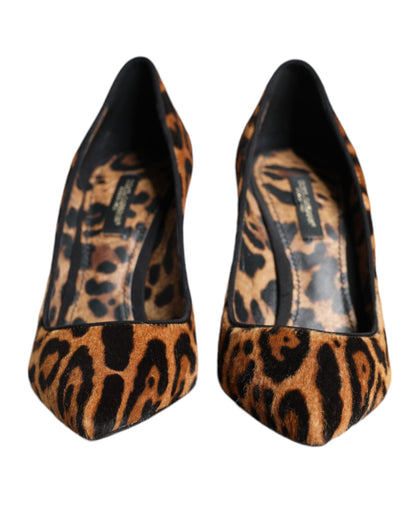 Brown Leopard Calf Hair Heels